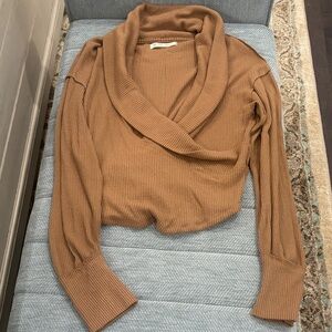 We The Free Cowl Neck Sweater in Warm Brown